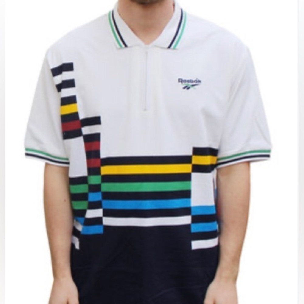 VINTAGE REEBOK ZIP UP  POLO Tennis Michael Chang” SHIRT size large